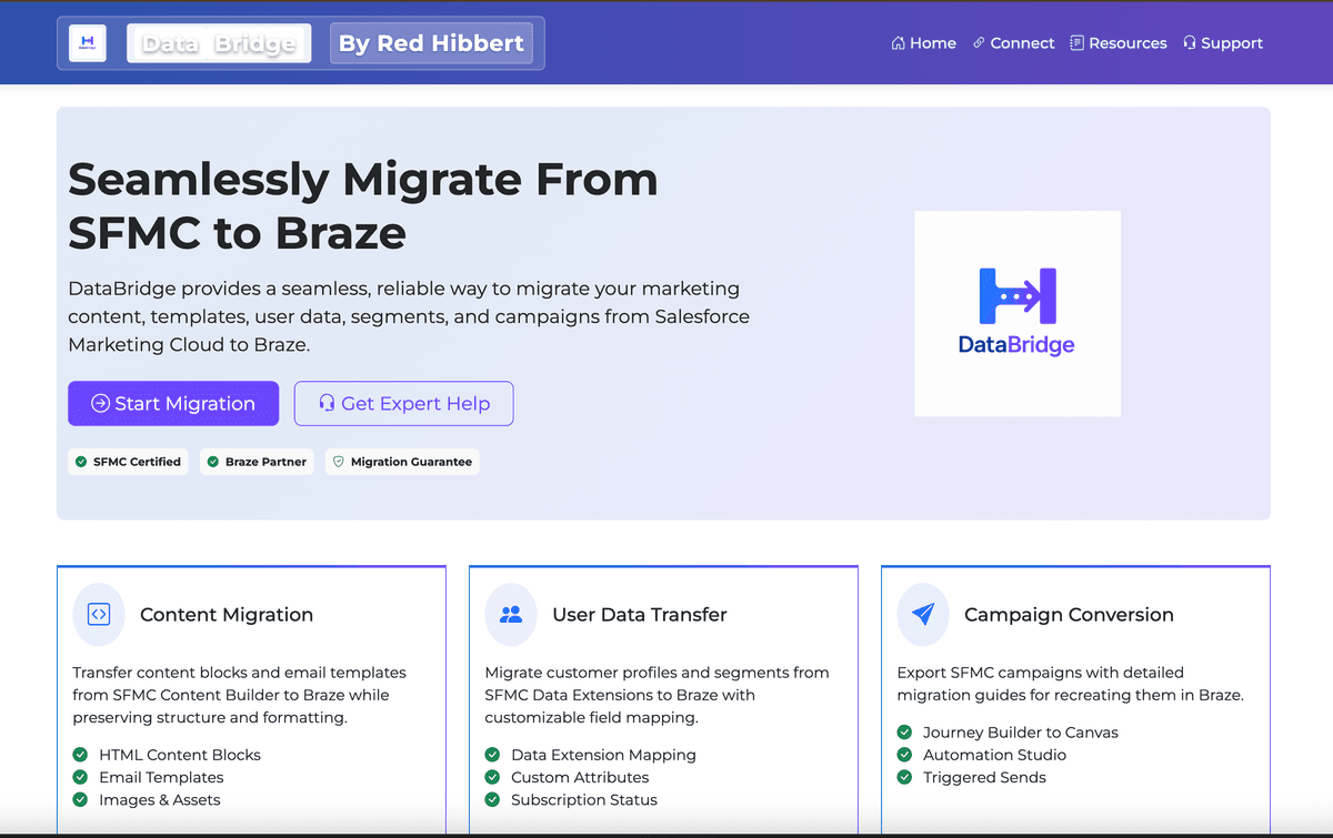 SFMC to Braze Migration Tool Dashboard